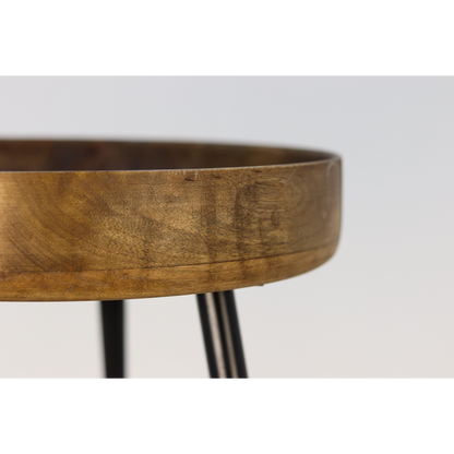 Side table 'Ventura' - 40x40cm - Mango wood/Metal - Natural/Black