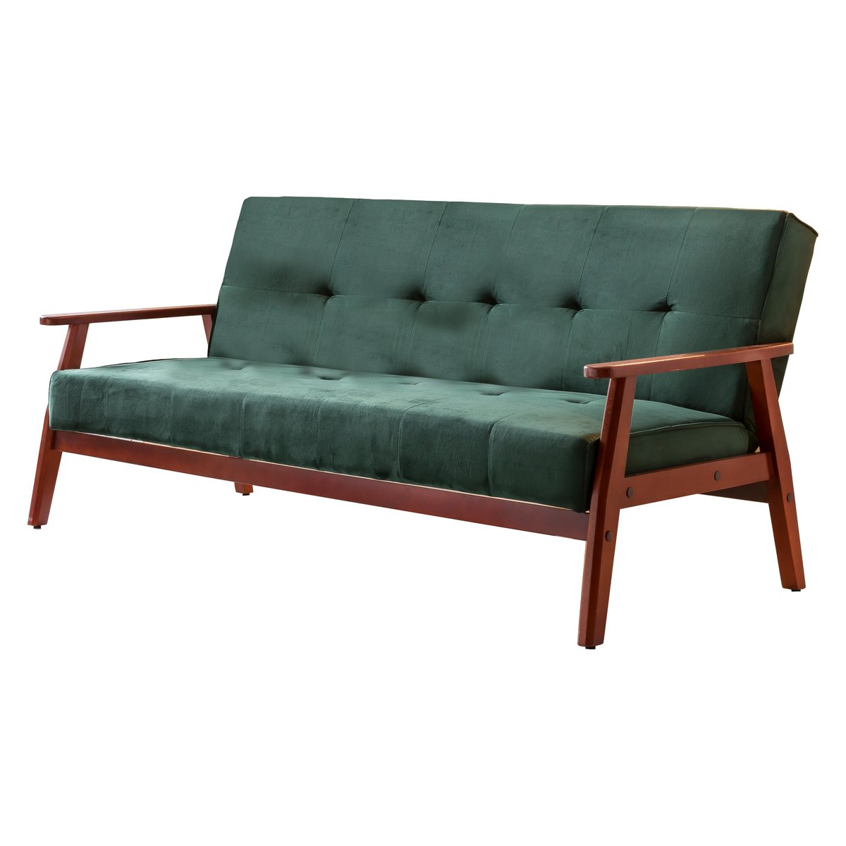 Schlafsofa – skandinavisch – 190 x 85 x 81 cm – Kieferngrün/Kirsche