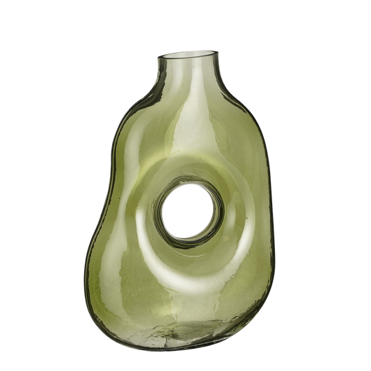 Vase 'Jay' - L19 x B11 x H25 cm - Glas - Hellgrün