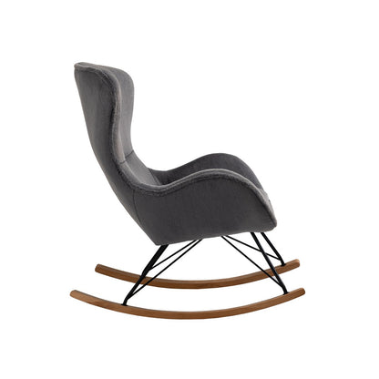 Rocking chair - Scandinavian - Lambskin look - Dark gray