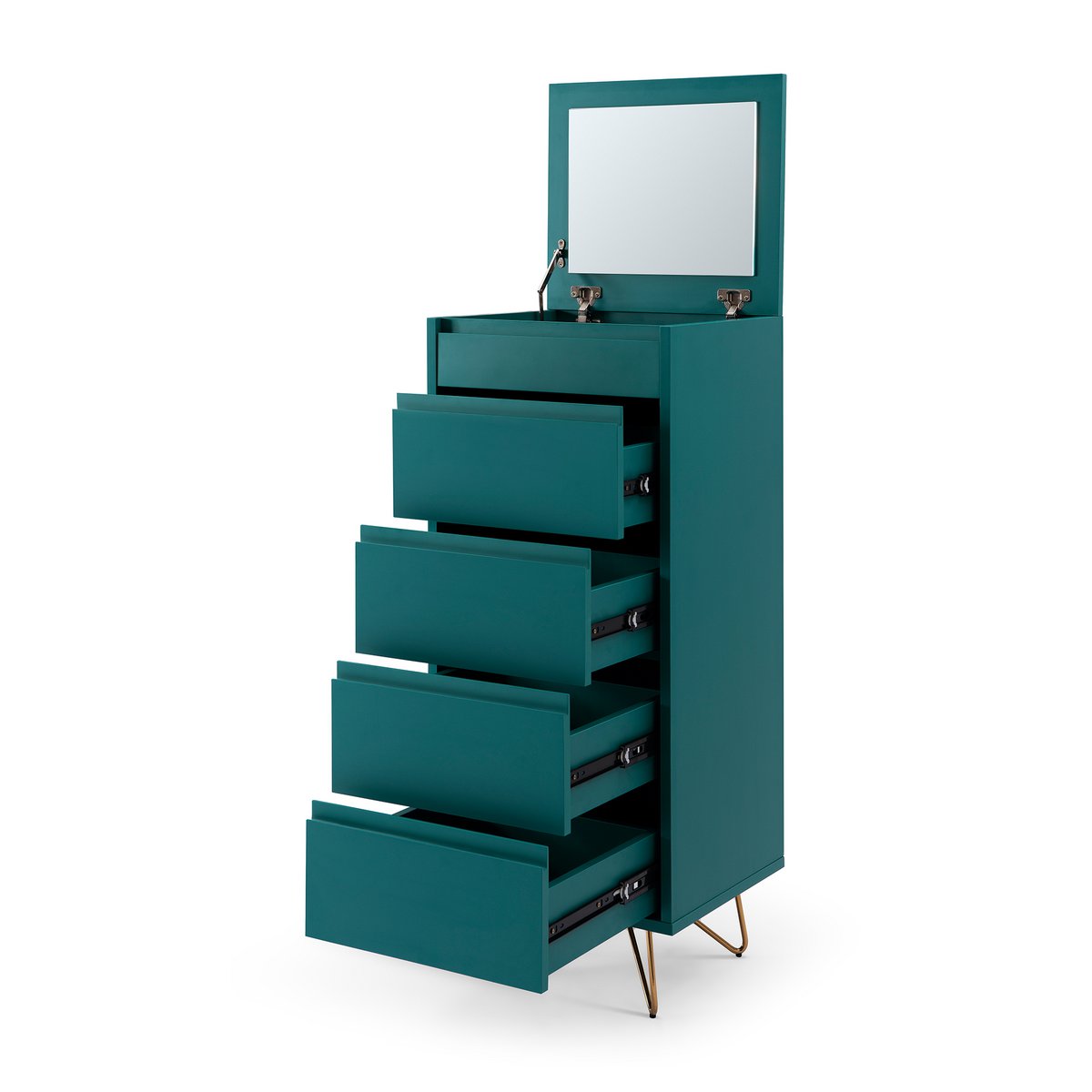 Chest of drawers High - Scandinavian - Green/Gold