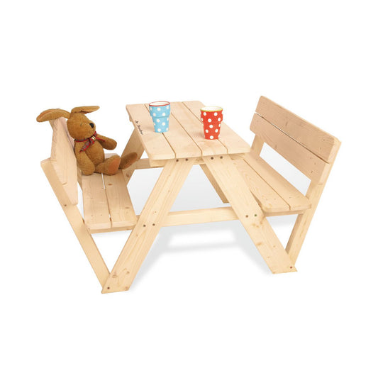 Children's picnic table with backrest 'Nicki for 4' - Natural