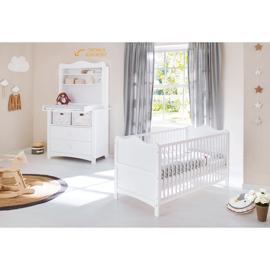 Children's room 'Florentina' - 3 parts: Bed/Wide Chest of Drawers incl. Wide Cupboard - White