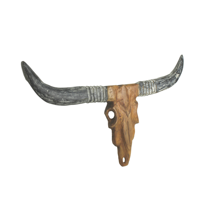 Buffalo head - Natural Wax - Teak - Natural/Gray